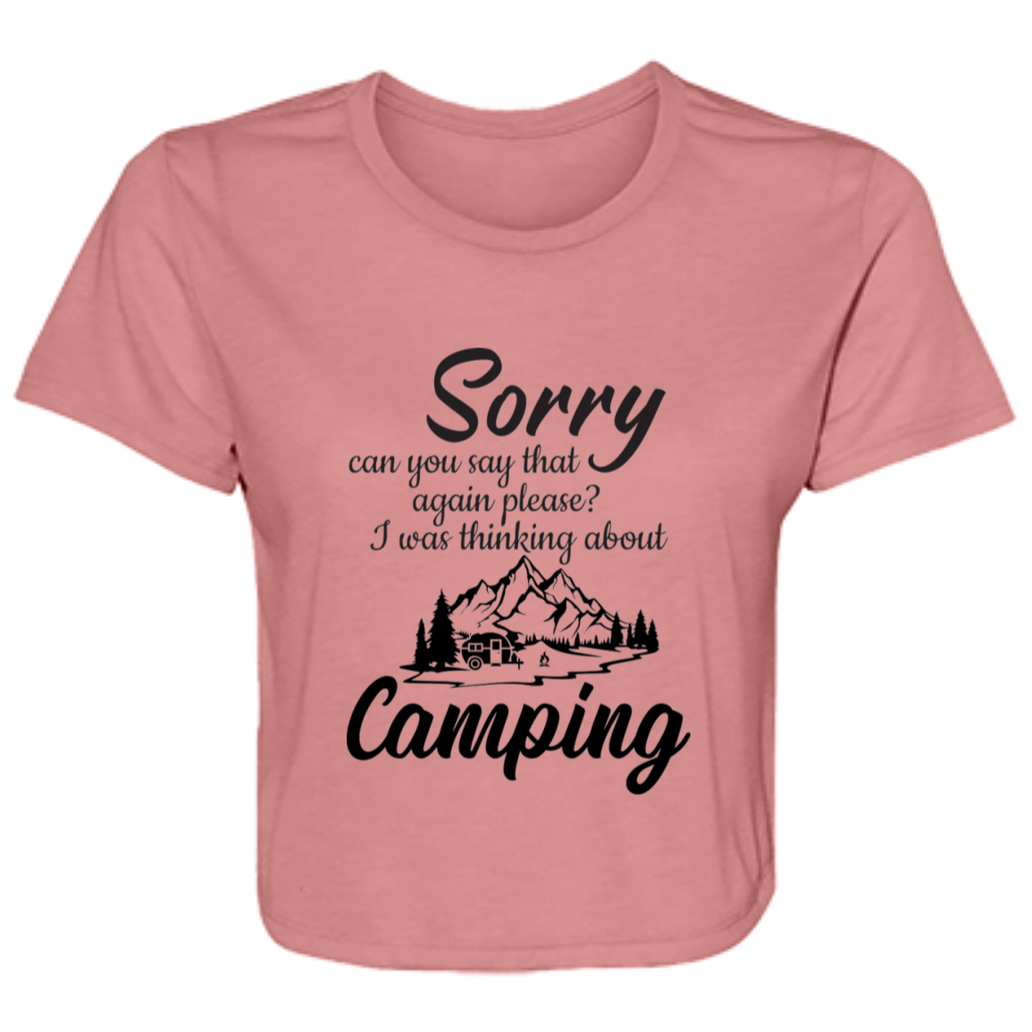 Ladies' Flowy Cropped Tee_camping