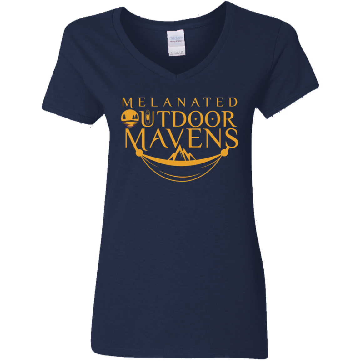 Ladies' 5.3 oz. V-Neck T-Shirt _ Gold logo