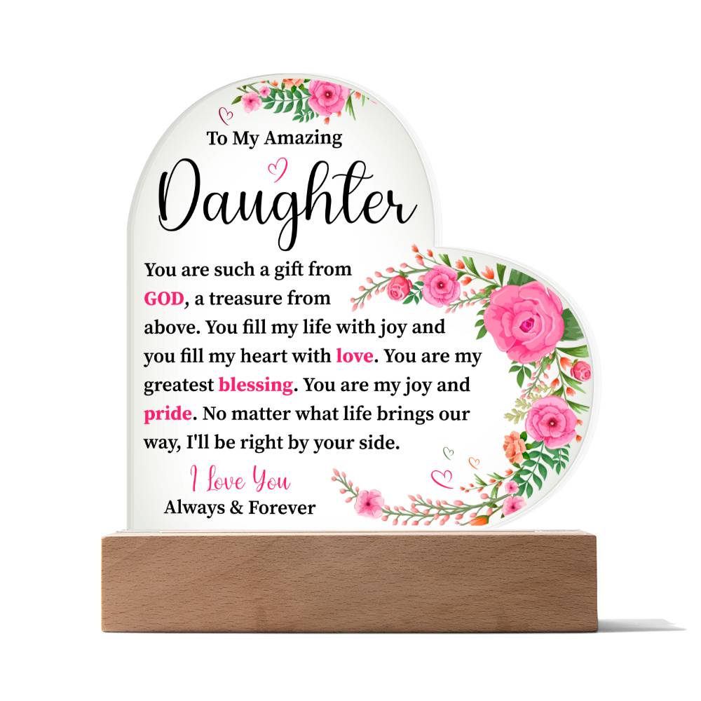 To My Amazing Daughter | I Love You | Acrylic Heart Plaque