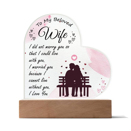 To My Wife | I Love You | Acrylic Heart Plaque