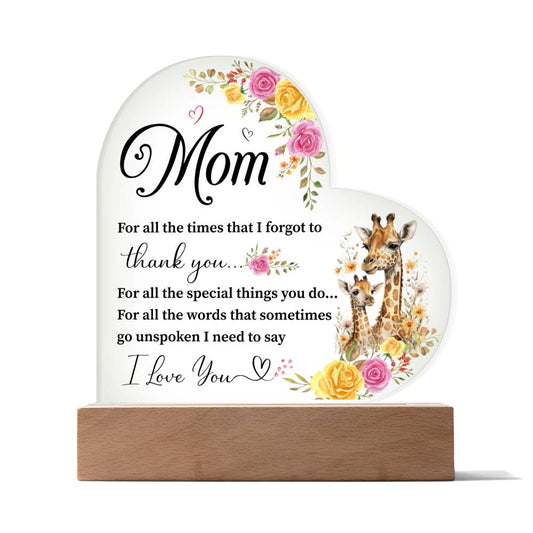 To My Mom | I Love You | Acrylic Heart Plaque