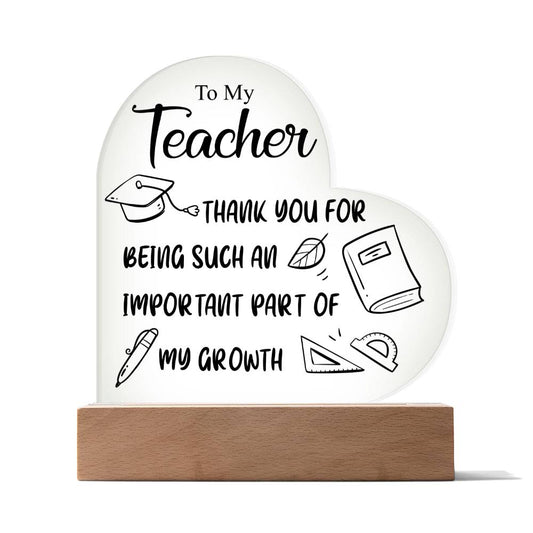 To My Teacher | Acrylic Heart Plaque