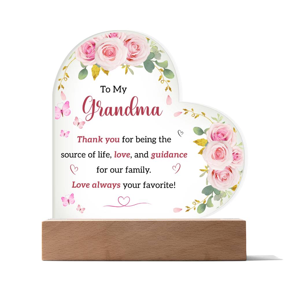 To My Grandmom | I Love You | Acrylic Heart Plaque