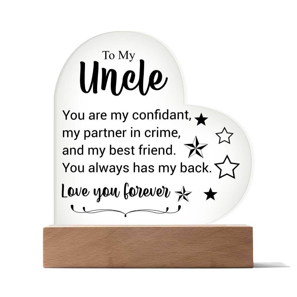 To My Uncle | Love You Forever | Acrylic Heart Plaque