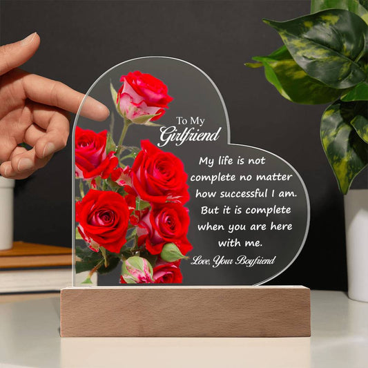 To My Girlfriend| I Love You | Acrylic Heart Plaque