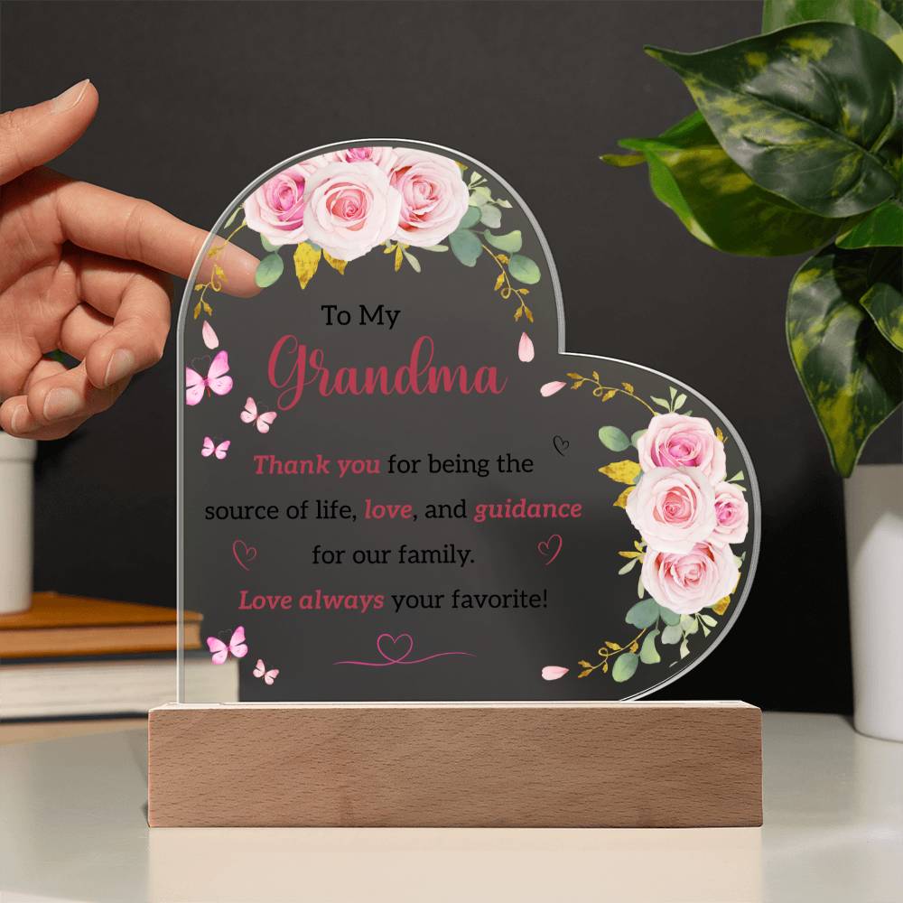 To My Grandmom | I Love You | Acrylic Heart Plaque