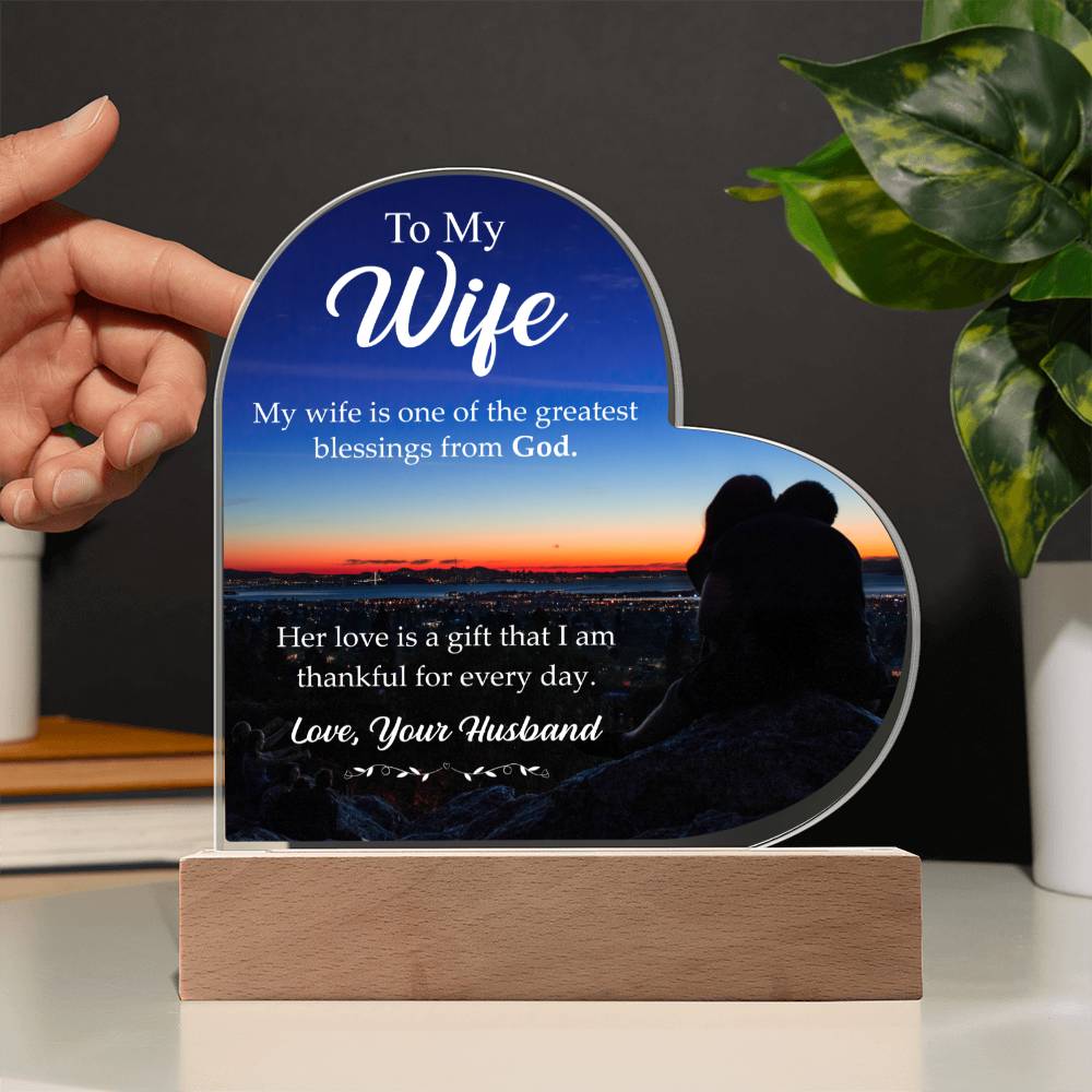 To My Wife | Love Your Husband | Acrylic Heart Plaque