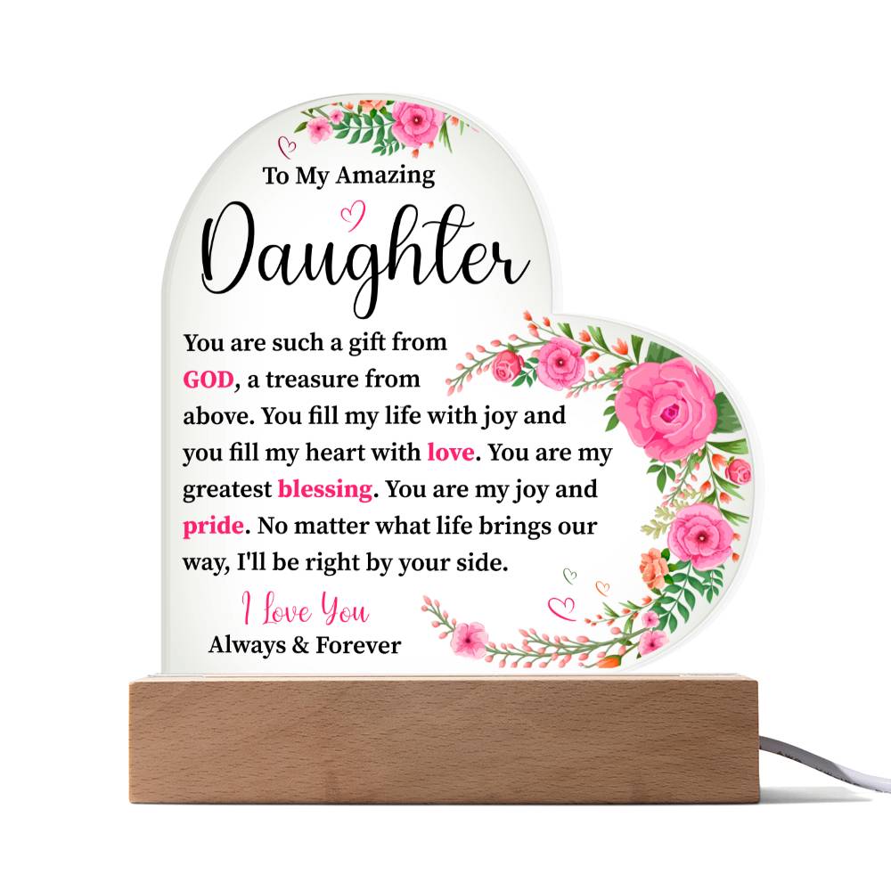 To My Amazing Daughter | I Love You | Acrylic Heart Plaque