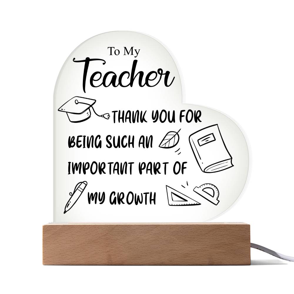 To My Teacher | Acrylic Heart Plaque