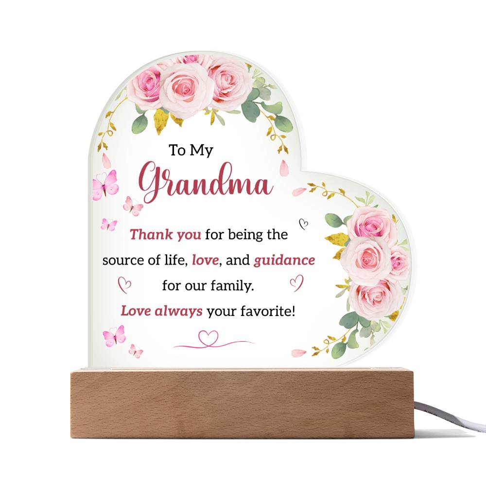 To My Grandmom | I Love You | Acrylic Heart Plaque