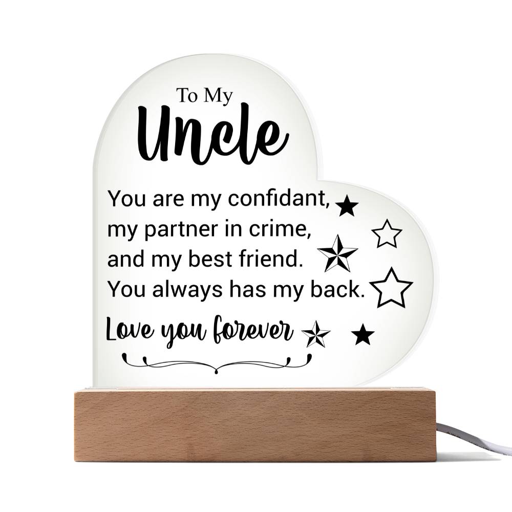 To My Uncle | Love You Forever | Acrylic Heart Plaque