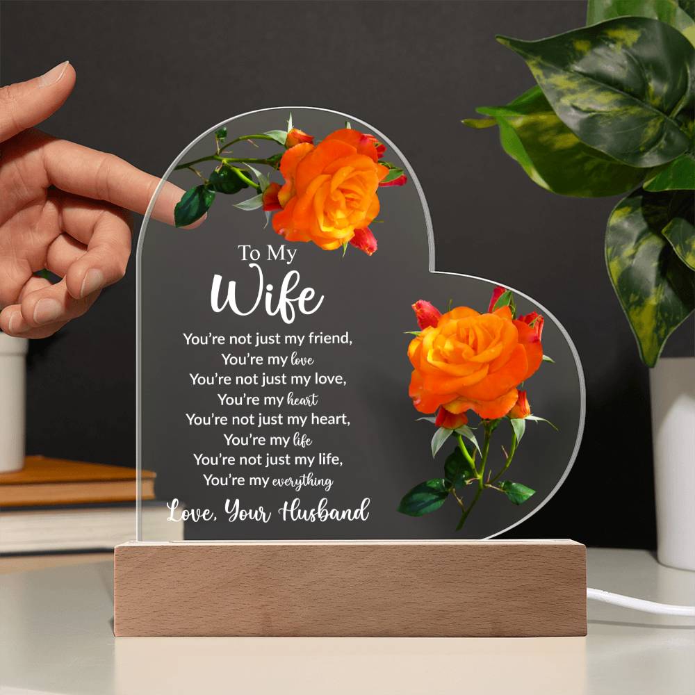 To My Wife | Love Your Husband | Acrylic Heart Plaque