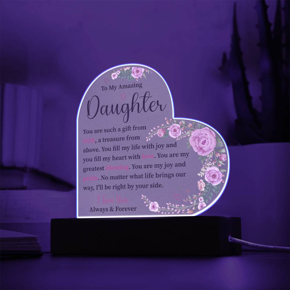 To My Amazing Daughter | I Love You | Acrylic Heart Plaque