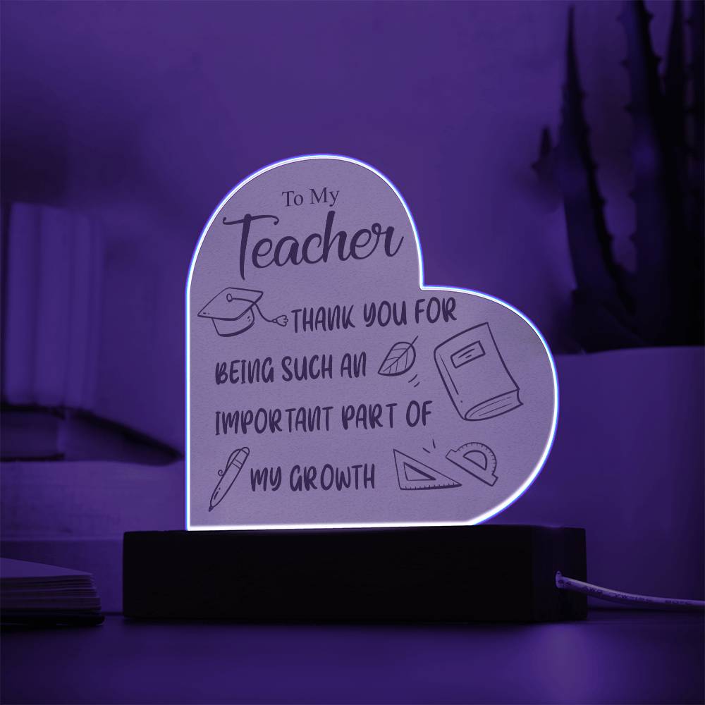 To My Teacher | Acrylic Heart Plaque