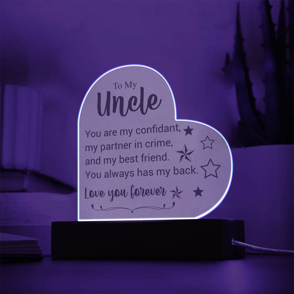 To My Uncle | Love You Forever | Acrylic Heart Plaque