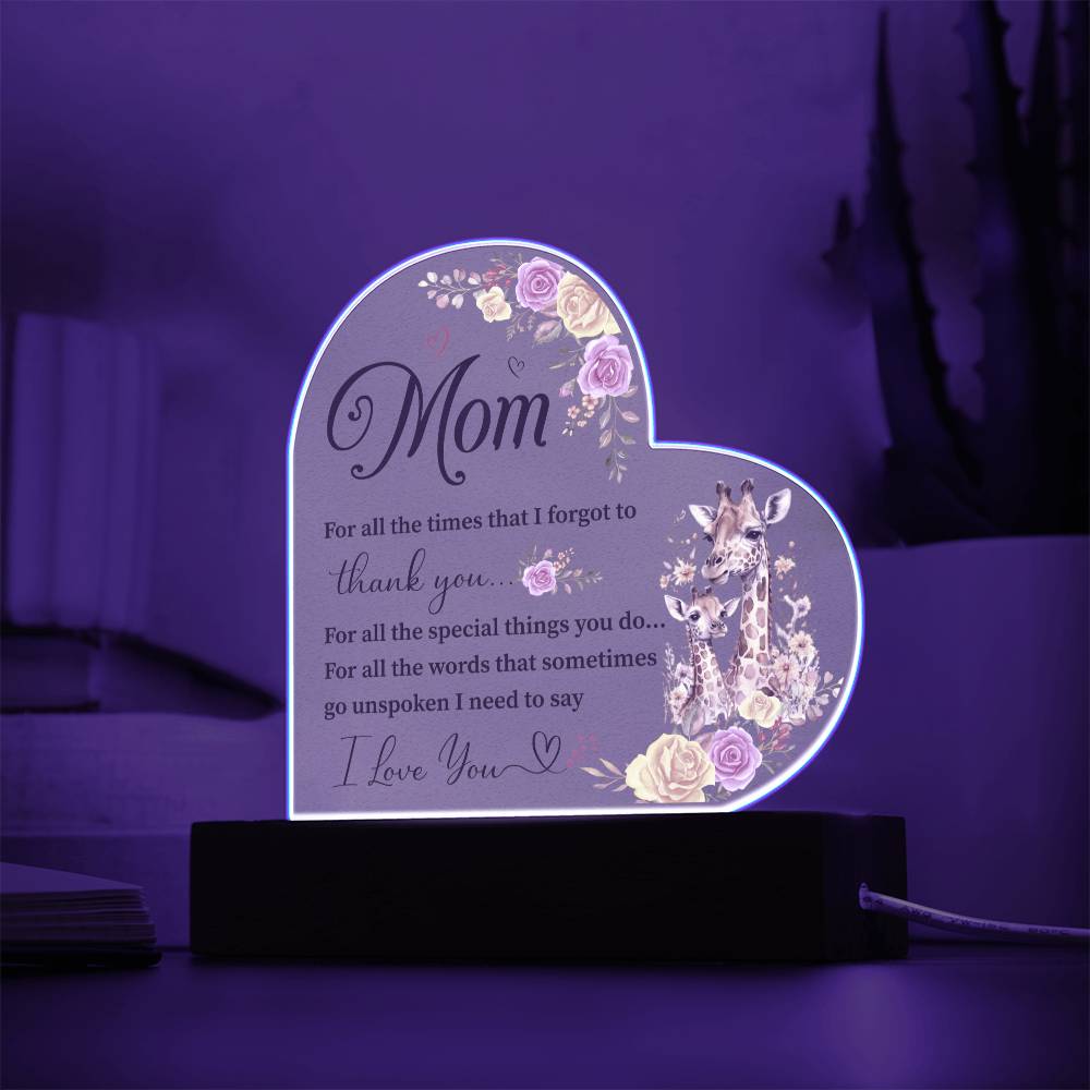 To My Mom | I Love You | Acrylic Heart Plaque