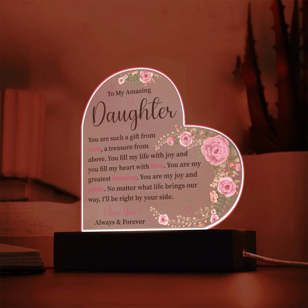 To My Amazing Daughter | I Love You | Acrylic Heart Plaque