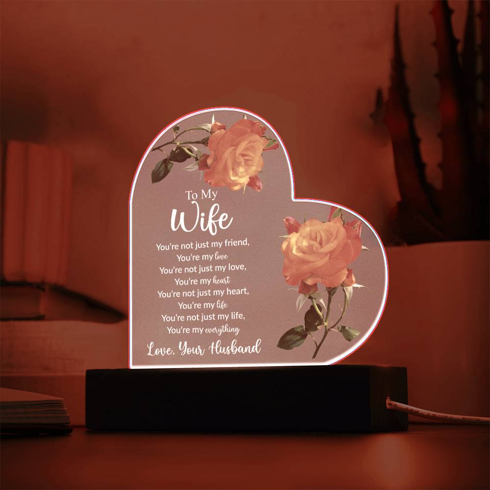 To My Wife | Love Your Husband | Acrylic Heart Plaque