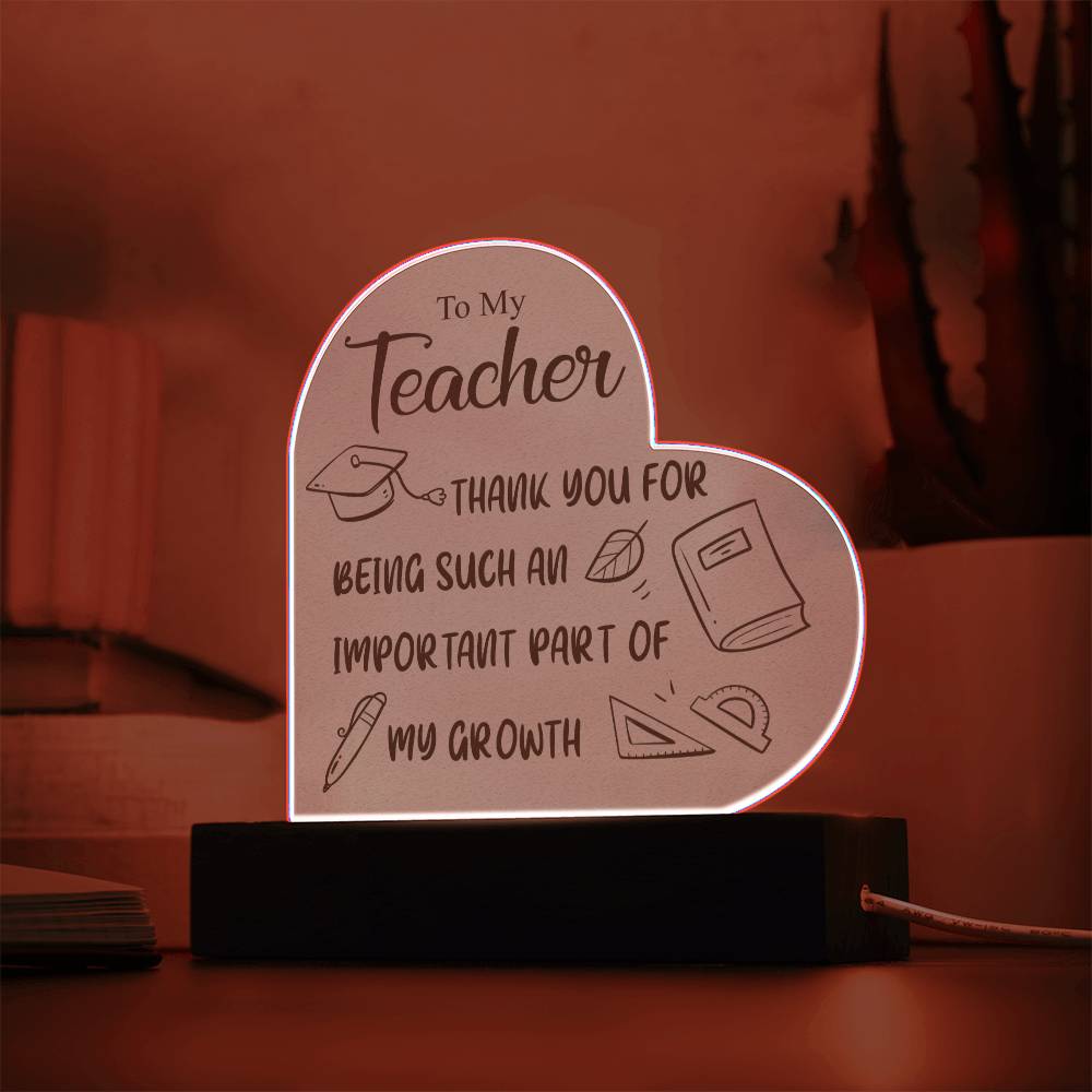 To My Teacher | Acrylic Heart Plaque