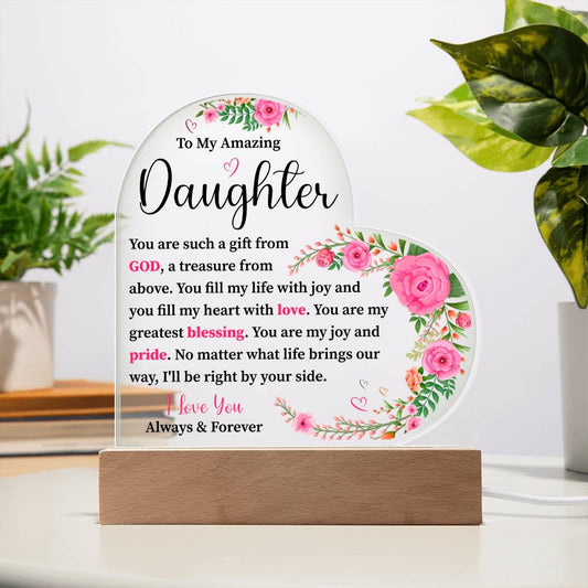 To My Amazing Daughter | I Love You | Acrylic Heart Plaque