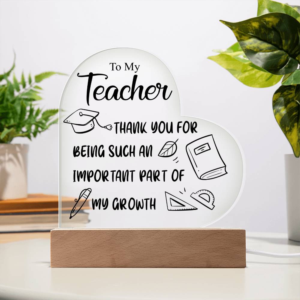 To My Teacher | Acrylic Heart Plaque