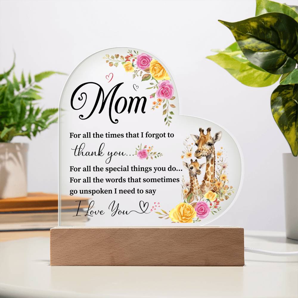 To My Mom | I Love You | Acrylic Heart Plaque