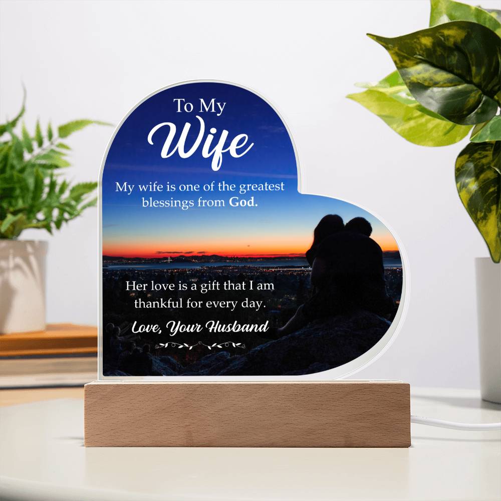 To My Wife | Love Your Husband | Acrylic Heart Plaque