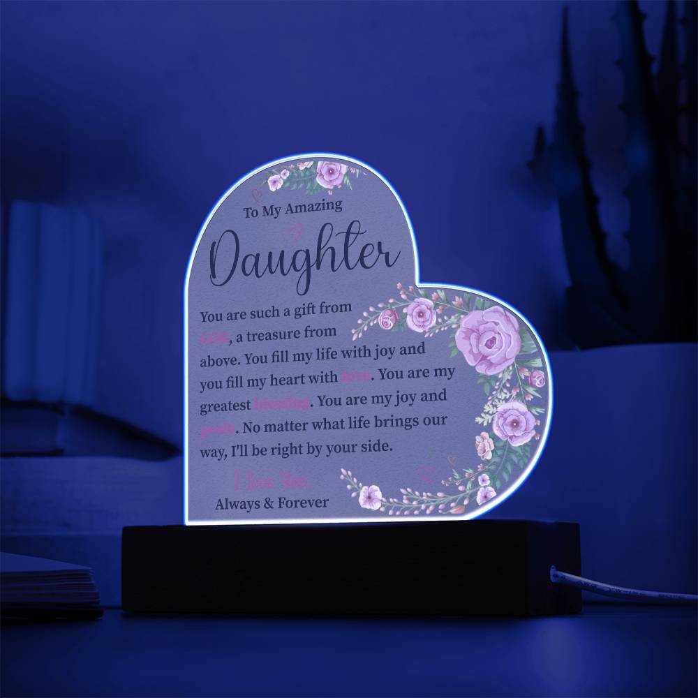 To My Amazing Daughter | I Love You | Acrylic Heart Plaque