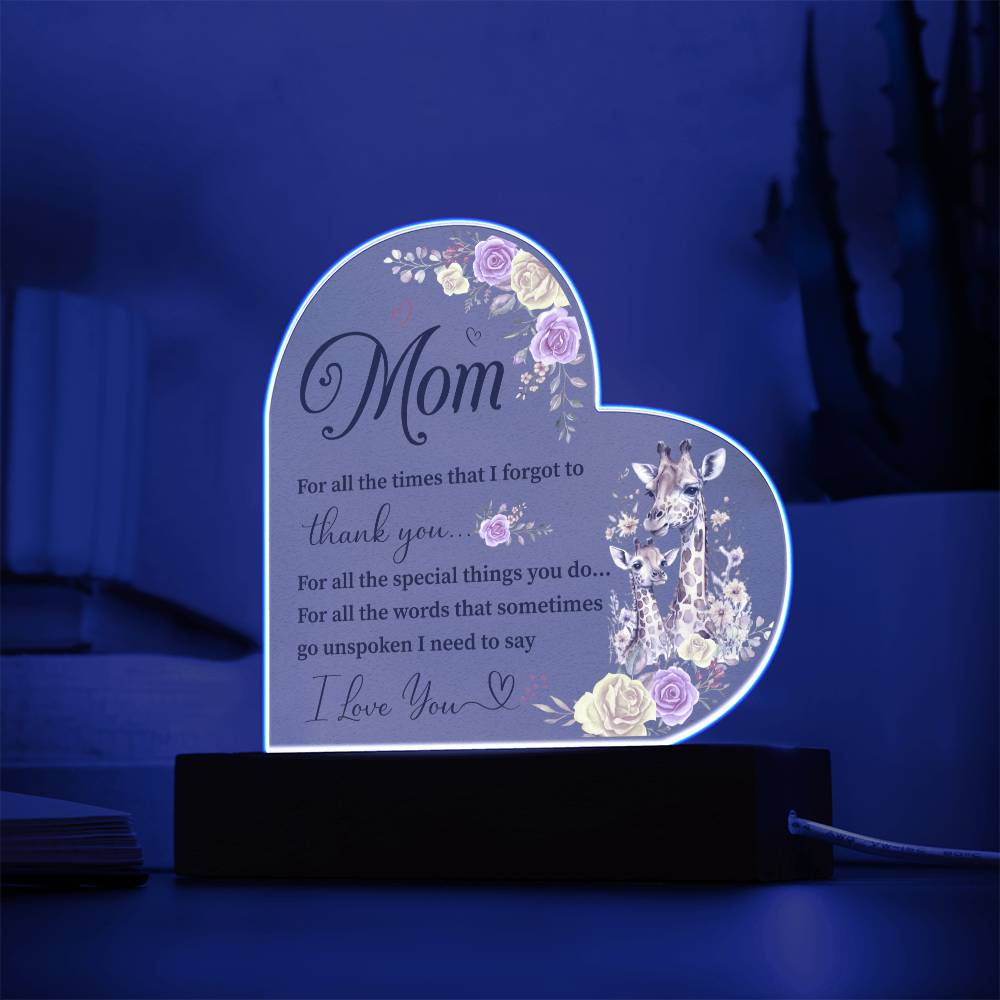 To My Mom | I Love You | Acrylic Heart Plaque