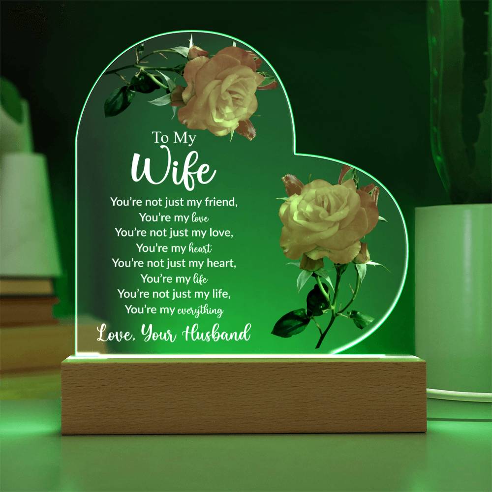 To My Wife | Love Your Husband | Acrylic Heart Plaque