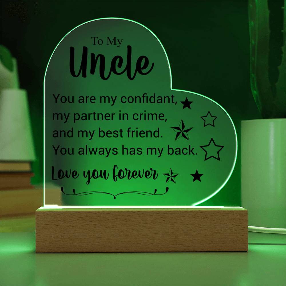 To My Uncle | Love You Forever | Acrylic Heart Plaque