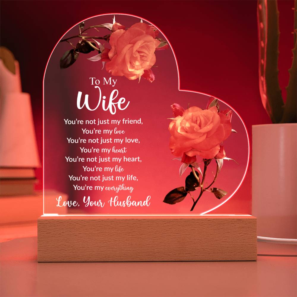 To My Wife | Love Your Husband | Acrylic Heart Plaque