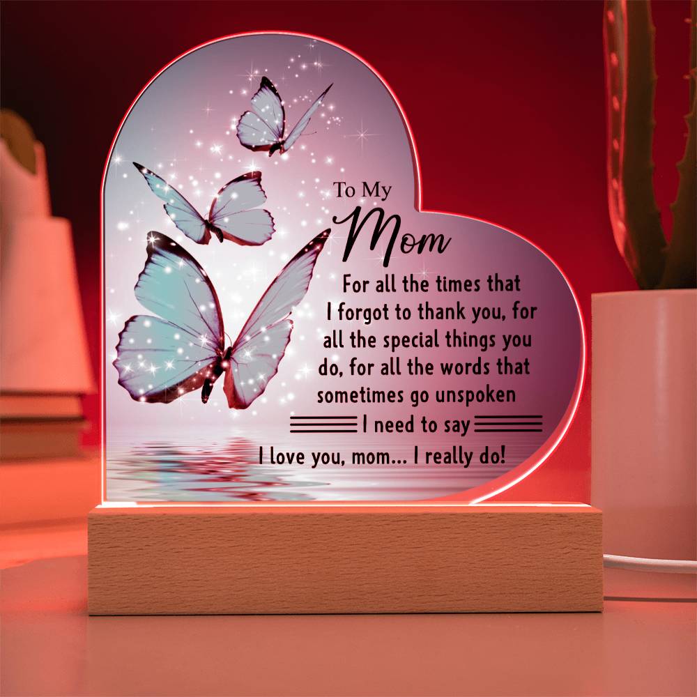 To My Mom | I Love You | Acrylic Heart Plaque