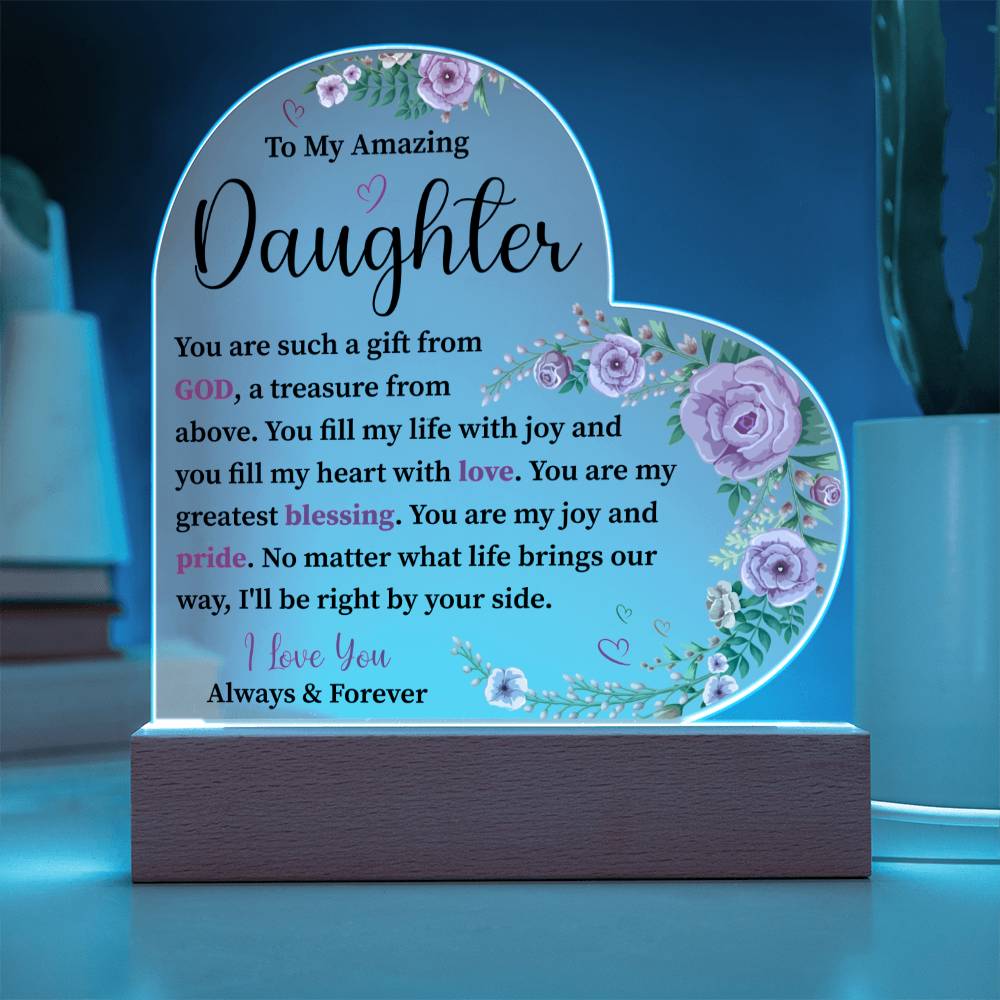 To My Amazing Daughter | I Love You | Acrylic Heart Plaque