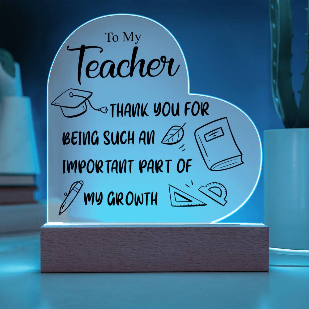 To My Teacher | Acrylic Heart Plaque