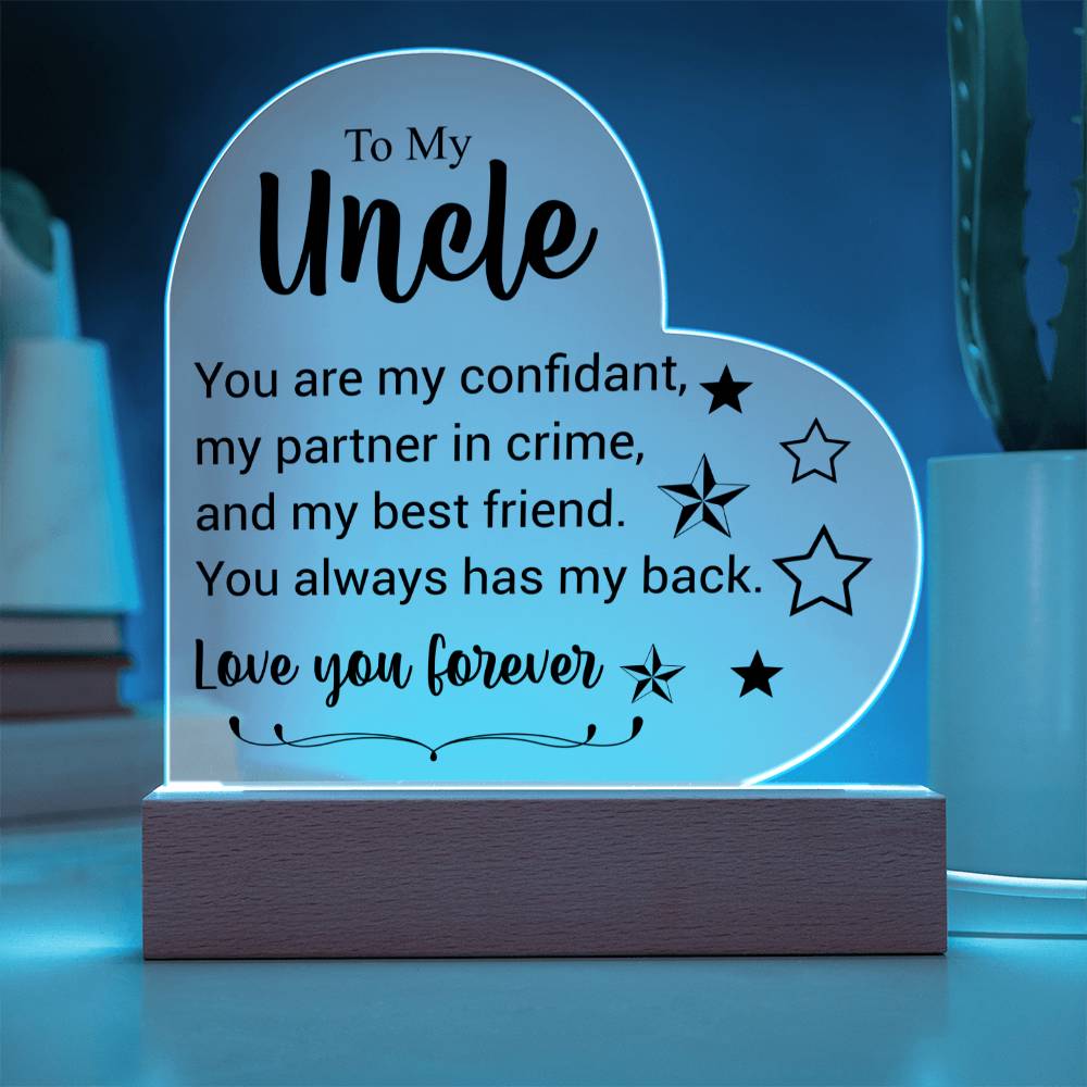 To My Uncle | Love You Forever | Acrylic Heart Plaque