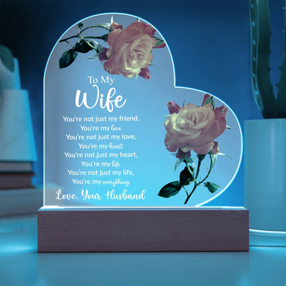 To My Wife | Love Your Husband | Acrylic Heart Plaque