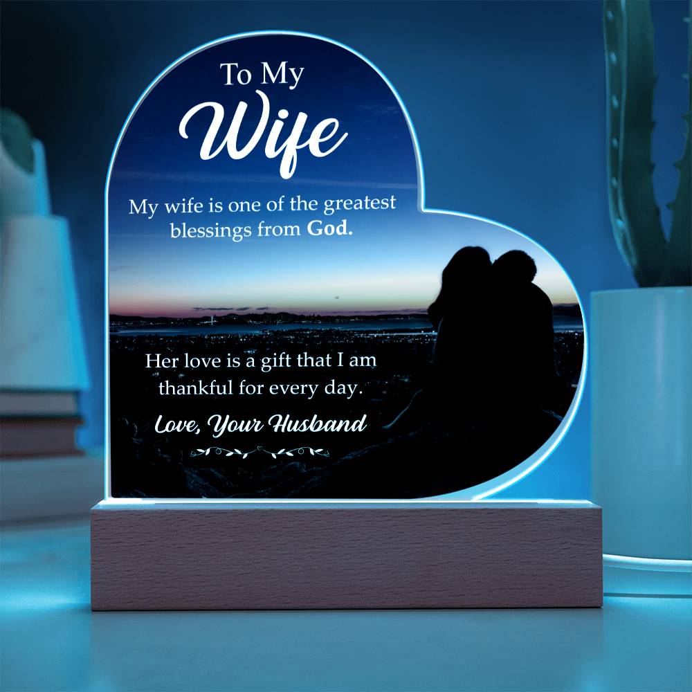 To My Wife | Love Your Husband | Acrylic Heart Plaque