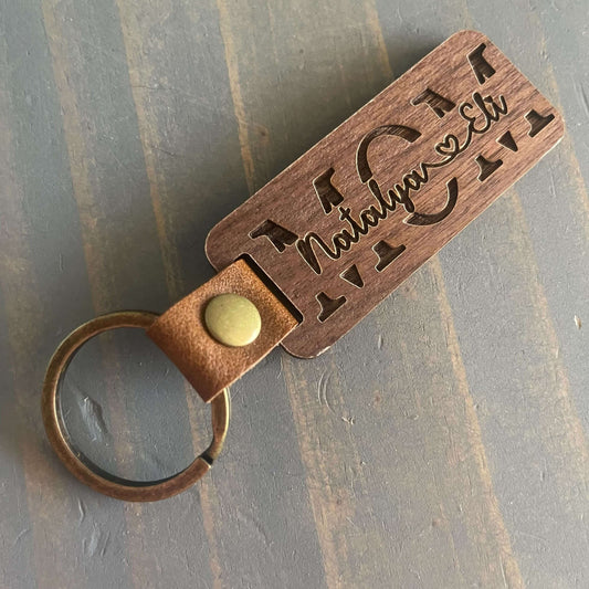 Engraved Wooden Key Chain - Premium Walnut Keychain for Mom, Ideal Mother's Day Gift