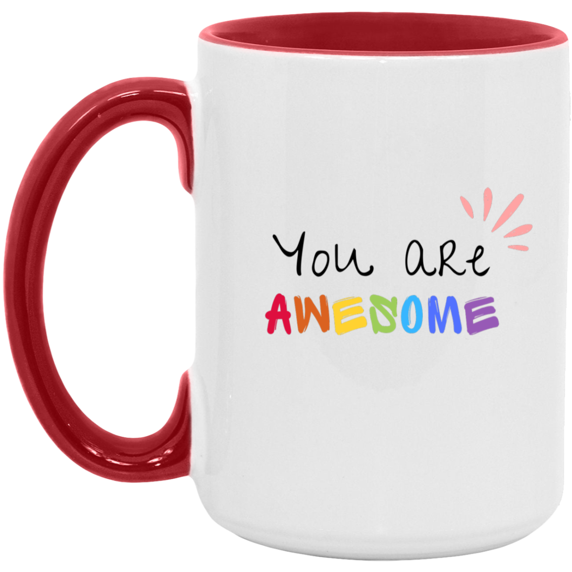 You Are Awesome Multicolor Vibrant Positive Words Mug   15oz. Accent Mug