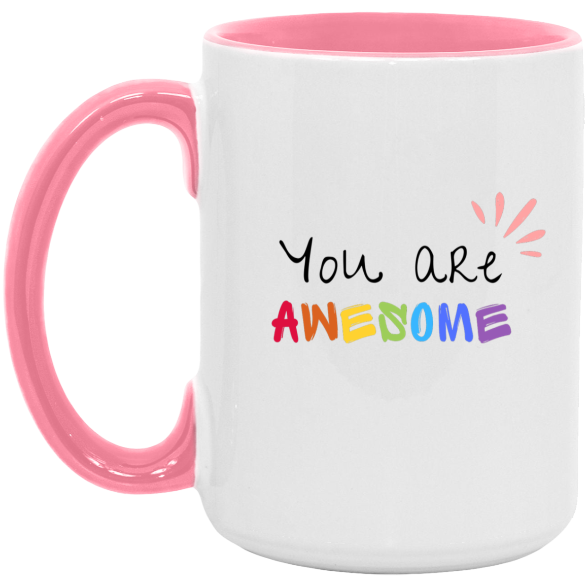 You Are Awesome Multicolor Vibrant Positive Words Mug   15oz. Accent Mug