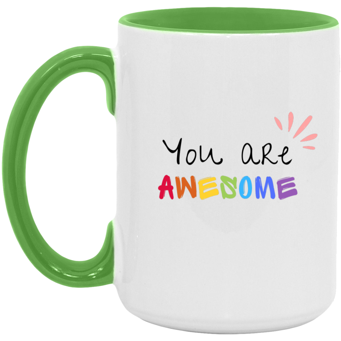 You Are Awesome Multicolor Vibrant Positive Words Mug   15oz. Accent Mug