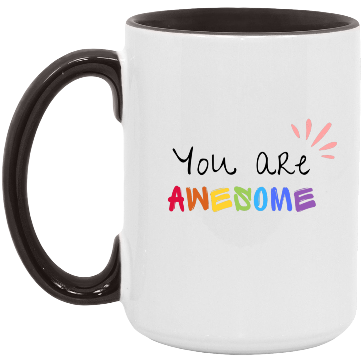 You Are Awesome Multicolor Vibrant Positive Words Mug   15oz. Accent Mug